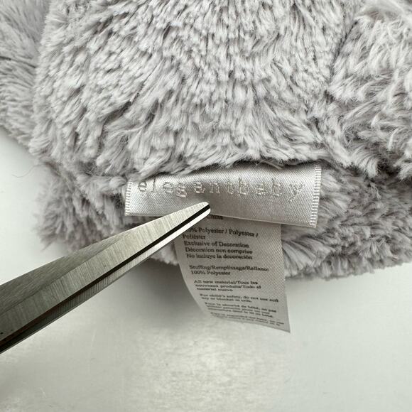 Elegant Baby Soft Gray Hook & Loop Paws Bunny Rabbit 16" Plush Stuffie Lovey - Picture 7 of 7